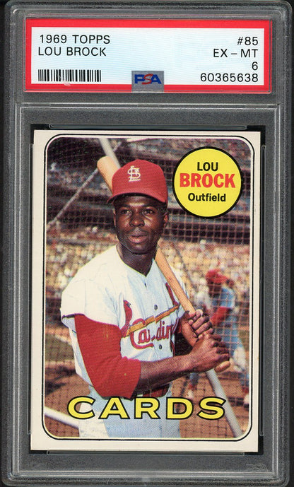 1969 Topps Baseball #085 Lou Brock Cardinals PSA 6 EX-MT 562231