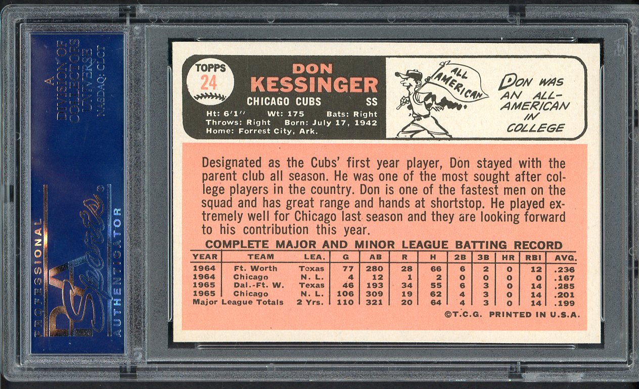 1966 Topps Baseball #024 Don Kessinger Cubs PSA 7.5 NM+ 562250