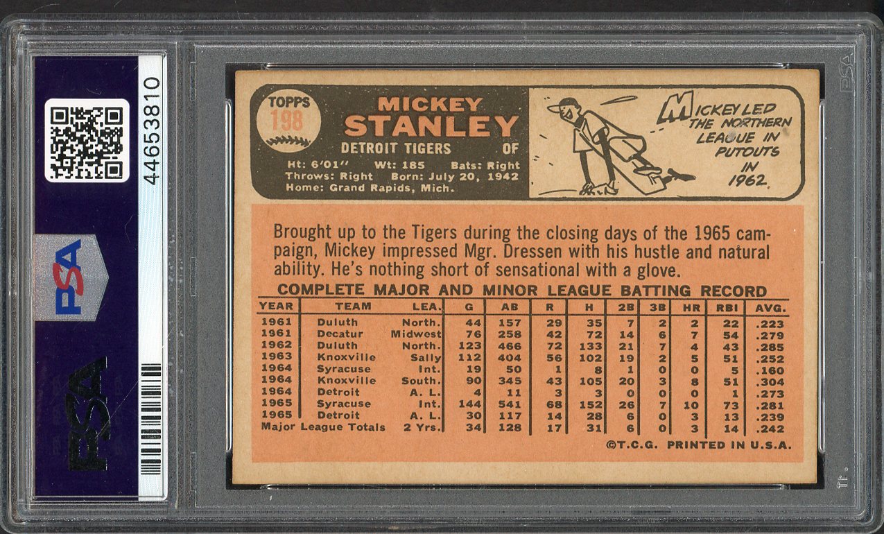 1966 Topps Baseball #198 Mickey Stanley Tigers PSA 6 EX-MT 562251