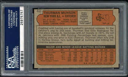 1972 Topps Baseball #441 Thurman Munson Yankees PSA 8 NM/MT 562252