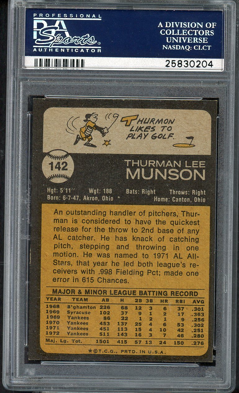 1973 Topps Baseball #142 Thurman Munson Yankees PSA 8 NM/MT 562257