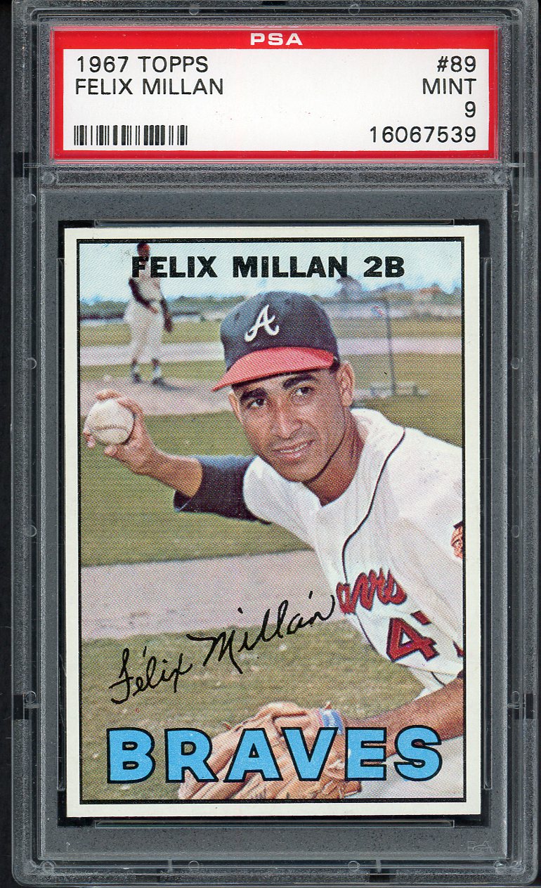 1967 Topps Baseball #089 Felix Millan Braves PSA 9 MINT 562258