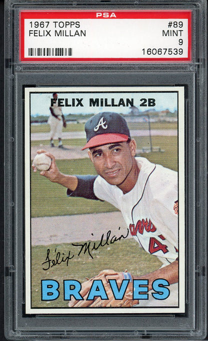 1967 Topps Baseball #089 Felix Millan Braves PSA 9 MINT 562258