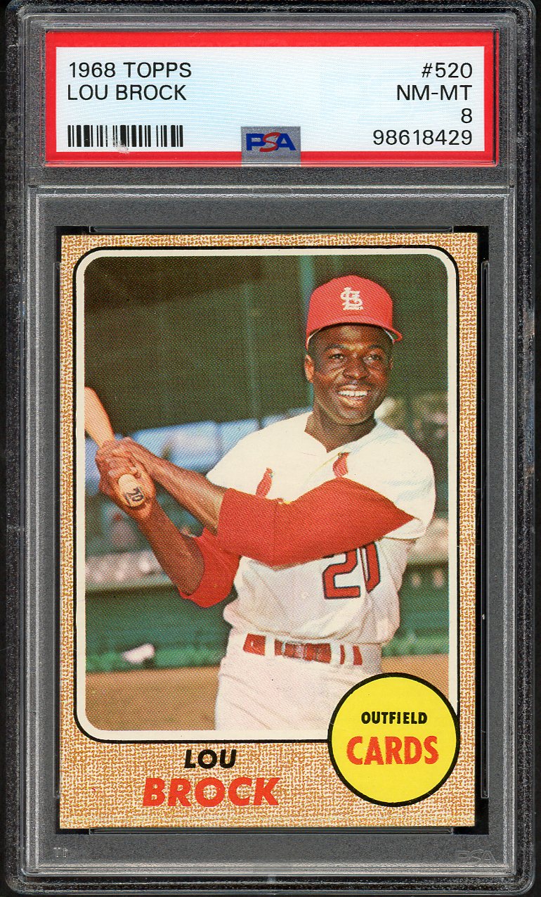 1968 Topps Baseball #520 Lou Brock Cardinals PSA 8 NM/MT 562259