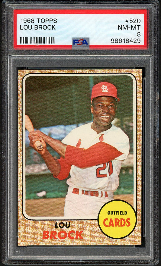 1968 Topps Baseball #520 Lou Brock Cardinals PSA 8 NM/MT 562259