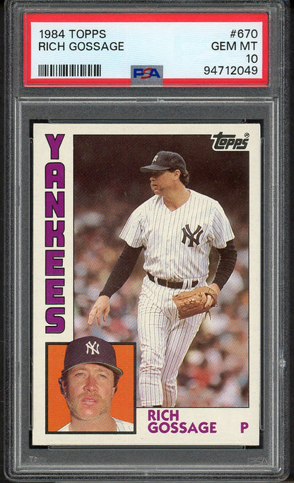 1984 Topps #670 Goose Gossage Yankees PSA 10 GEM MINT 562266