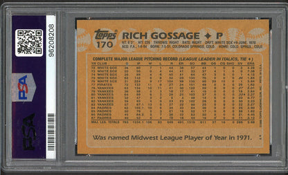 1988 Topps #170 Goose Gossage Padres PSA 10 GEM MINT 562270
