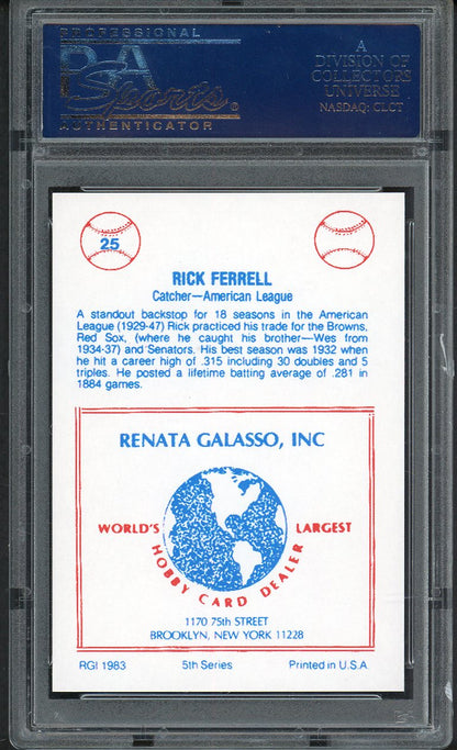 1983 Renata Galasso #025 Rick Ferrell Red Sox PSA 10 GEM MINT 562274