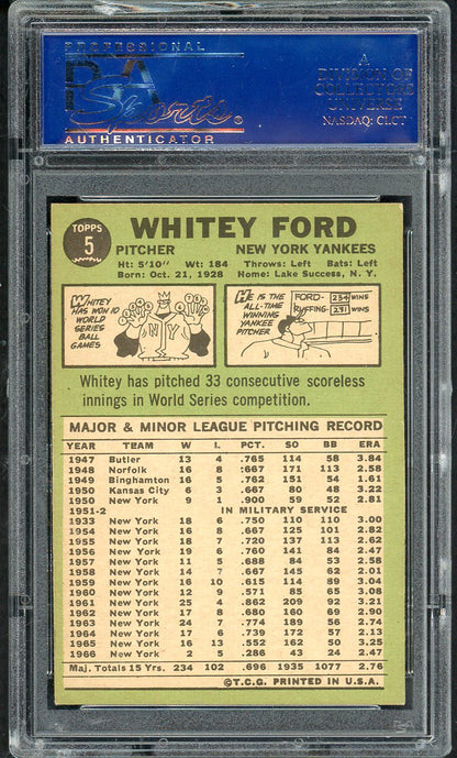 1967 Topps Baseball #005 Whitey Ford Yankees PSA 6 EX-MT 562276