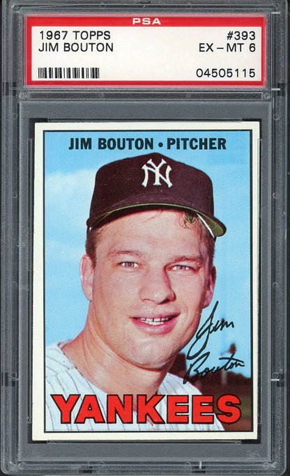 1967 Topps Baseball #393 Jim Bouton Yankees PSA 6 EX-MT 562277