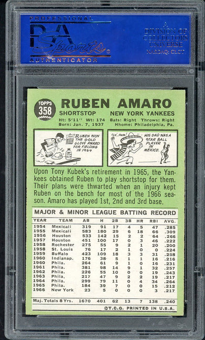 1967 Topps Baseball #358 Ruben Amaro Yankees PSA 6 EX-MT 562279