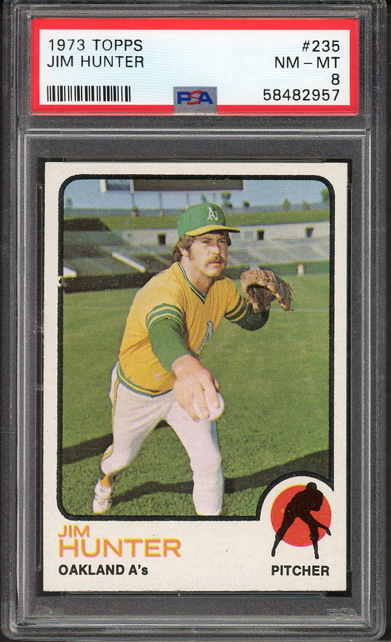 1973 Topps Baseball #235 Catfish Hunter A's PSA 8 NM/MT 562281