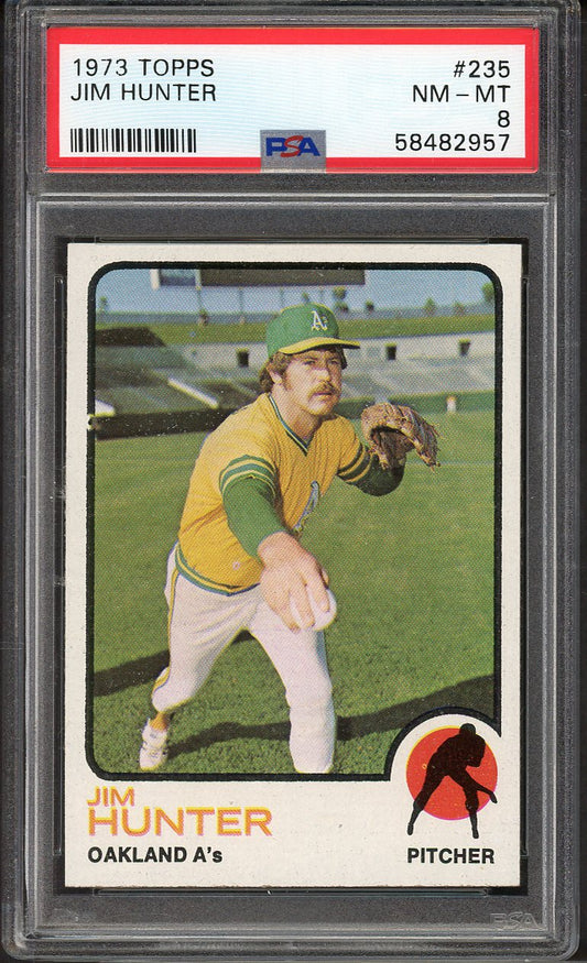 1973 Topps Baseball #235 Catfish Hunter A's PSA 8 NM/MT 562281