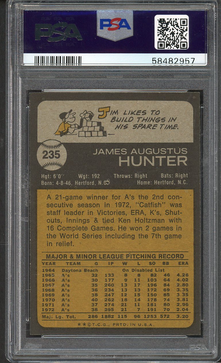 1973 Topps Baseball #235 Catfish Hunter A's PSA 8 NM/MT 562281