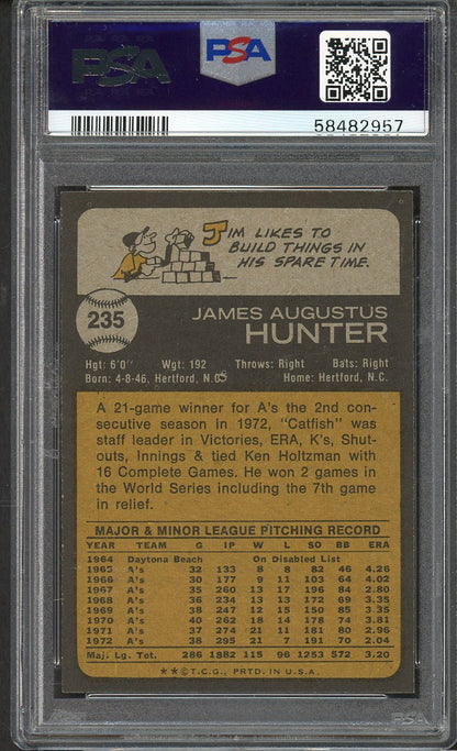 1973 Topps Baseball #235 Catfish Hunter A's PSA 8 NM/MT 562281