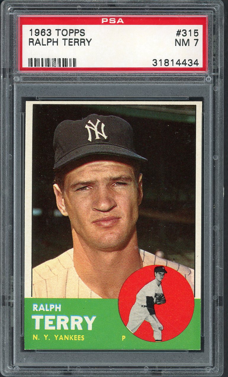 1963 Topps Baseball #315 Ralph Terry Yankees PSA 7 NM 562287