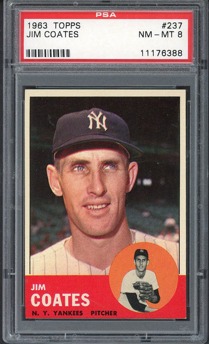 1963 Topps Baseball #237 Jim Coates Yankees PSA 8 NM/MT 562289