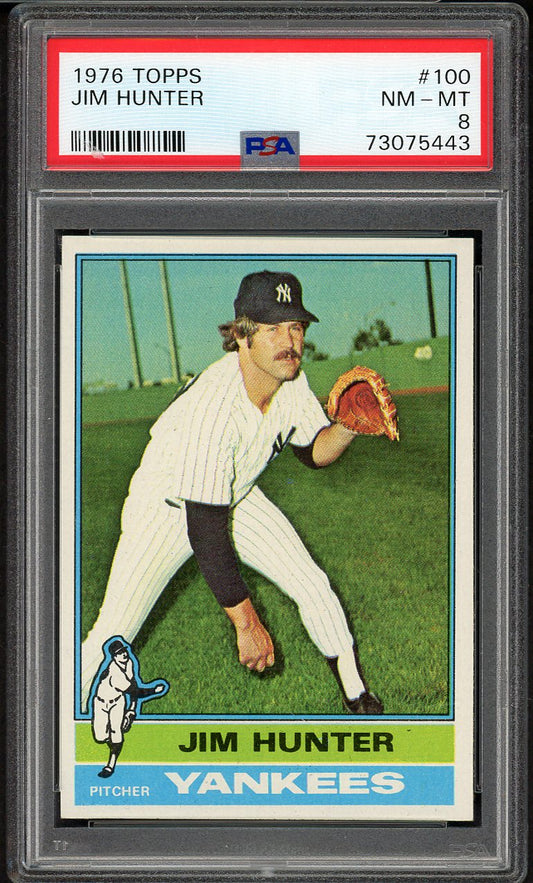 1976 Topps Baseball #100 Catfish Hunter Yankees PSA 8 NM/MT 562291