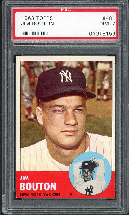1963 Topps Baseball #401 Jim Bouton Yankees PSA 7 NM 562292