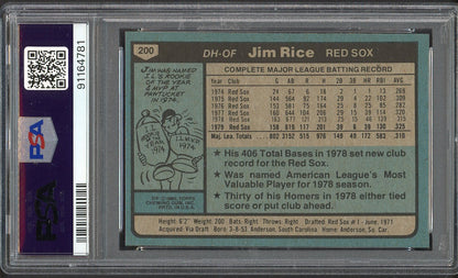 1980 Topps Baseball #200 Jim Rice Red Sox PSA 9 MINT 562297