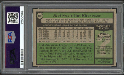 1979 Topps Baseball #400 Jim Rice Red Sox PSA 9 MINT 562298