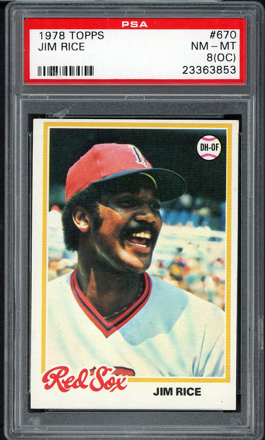 1978 Topps Baseball #670 Jim Rice Red Sox PSA 8 NM/MT oc 562299