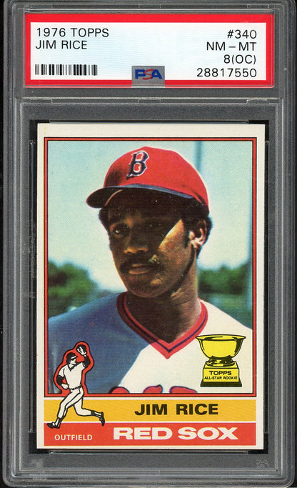 1976 Topps Baseball #340 Jim Rice Red Sox PSA 8 NM/MT oc 562301