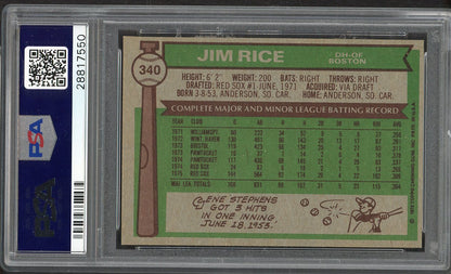 1976 Topps Baseball #340 Jim Rice Red Sox PSA 8 NM/MT oc 562301