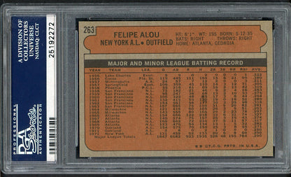 1972 Topps Baseball #263 Felipe Alou Yankees PSA 8 NM/MT 562302
