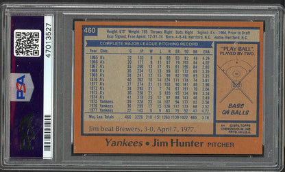 1978 Topps Baseball #460 Catfish Hunter Yankees PSA 9 MINT 562303
