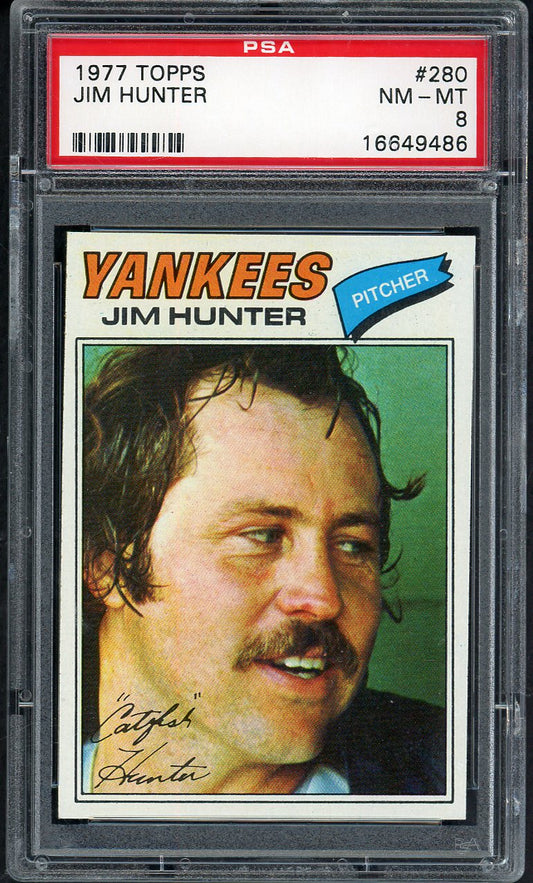 1977 Topps Baseball #280 Catfish Hunter Yankees PSA 8 NM/MT 562304