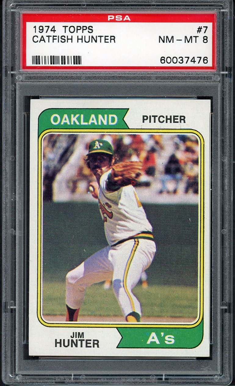 1974 Topps Baseball #007 Catfish Hunter A's PSA 8 NM/MT 562305