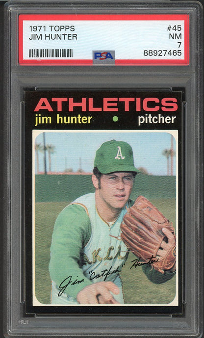 1971 Topps Baseball #045 Catfish Hunter A's PSA 7 NM 562307