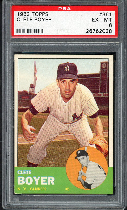 1963 Topps Baseball #361 Clete Boyer Yankees PSA 6 EX-MT 562309
