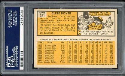1963 Topps Baseball #361 Clete Boyer Yankees PSA 6 EX-MT 562309