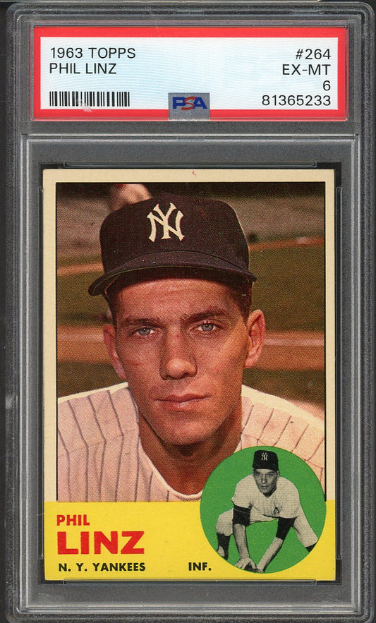 1963 Topps Baseball #264 Phil Linz Yankees PSA 6 EX-MT 562311