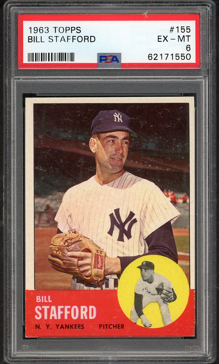 1963 Topps Baseball #155 Bill Stafford Yankees PSA 6 EX-MT 562312