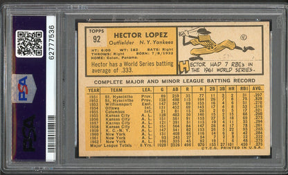 1963 Topps Baseball #092 Hector Lopez Yankees PSA 5 EX 562317