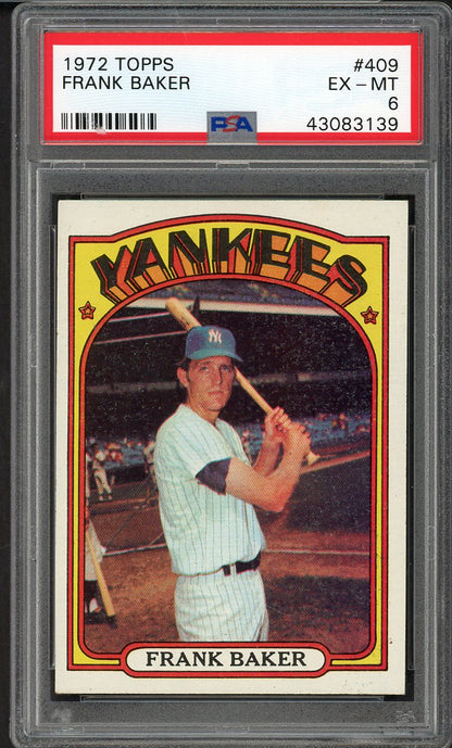 1972 Topps Baseball #409 Frank Baker Yankees PSA 6 EX-MT 562323