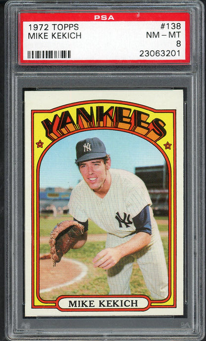 1972 Topps Baseball #138 Mike Kekich Yankees PSA 8 NM/MT 562324
