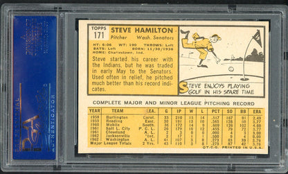 1963 Topps Baseball #171 Steve Hamilton Senators PSA 8 NM/MT 562328