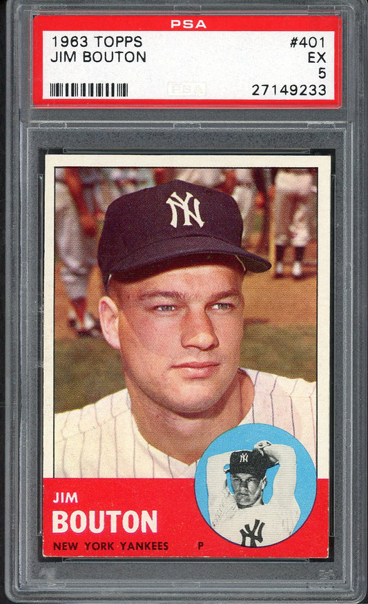 1963 Topps Baseball #401 Jim Bouton Yankees PSA 5 EX 562329