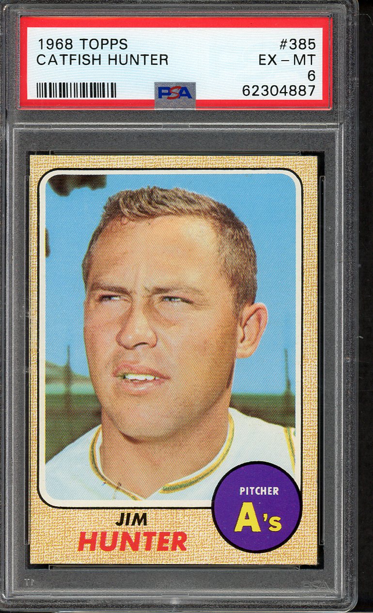 1968 Topps Baseball #385 Catfish Hunter A's PSA 6 EX-MT 562333
