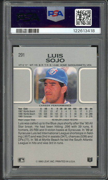 1990 Leaf #291 Luis Sojo Blue Jays PSA 10 GEM MINT 562335