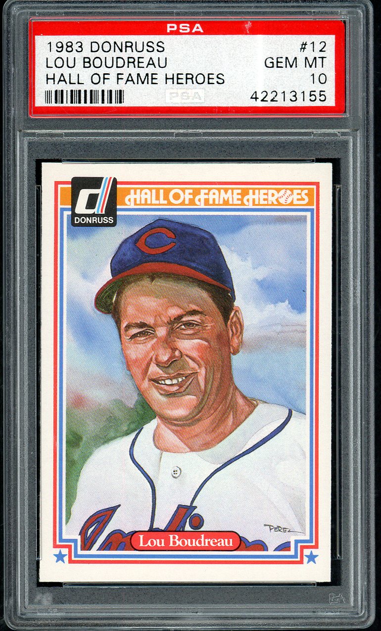 1983 Donruss Hall Of Fame #012 Lou Boudreau Indians PSA 10 GEM MINT 562336