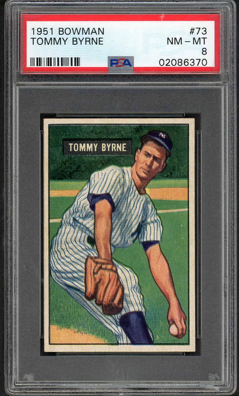 1951 Bowman Baseball #073 Tommy Byrne Yankees PSA 8 NM/MT 562340