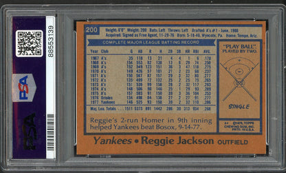 1978 Topps Baseball #200 Reggie Jackson Yankees PSA 8 NM/MT 562348