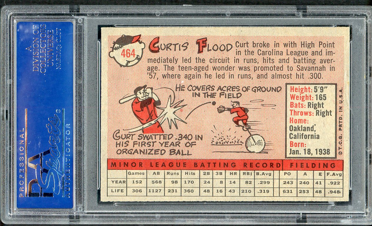 1958 Topps Baseball #464 Curt Flood Cardinals PSA 7 NM 562350