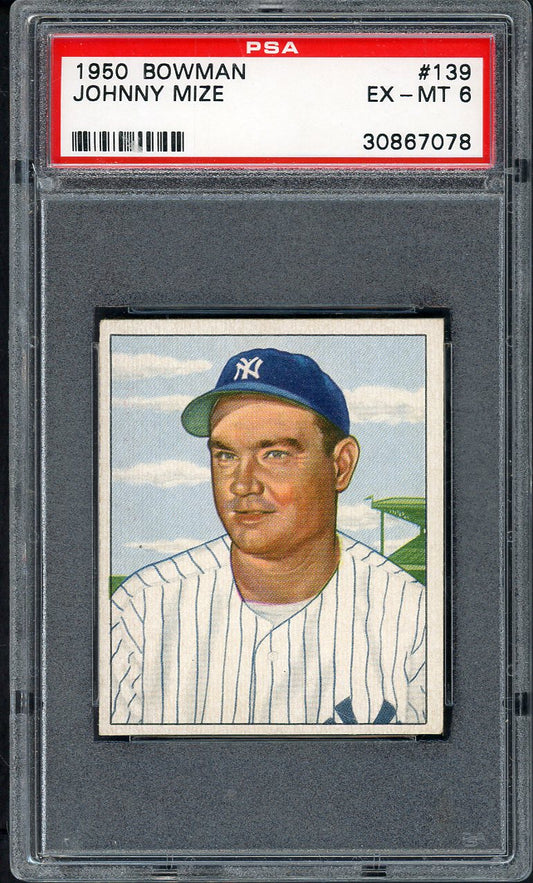1950 Bowman Baseball #139 Johnny Mize Yankees PSA 6 EX-MT 562359