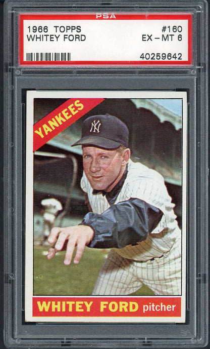 1966 Topps Baseball #160 Whitey Ford Yankees PSA 6 EX-MT 562360